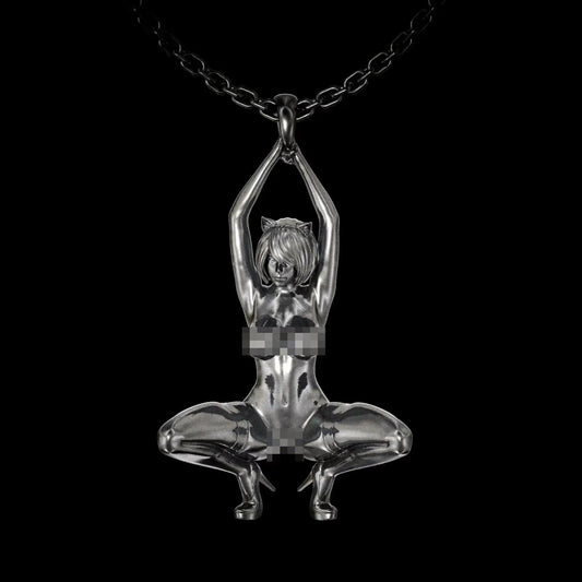 Unique Sexy Angel Goddess Pendant Necklace for Men Women Long Chain Necklace Gothic Punk Ex Machina Necklace Statement Jewelry