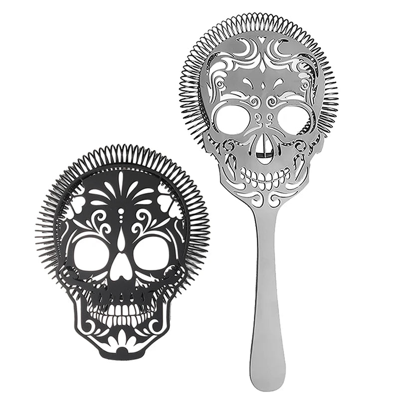 Cocktail Strainer Hawthorne Strainer with Skull Pattern Stainless Steel