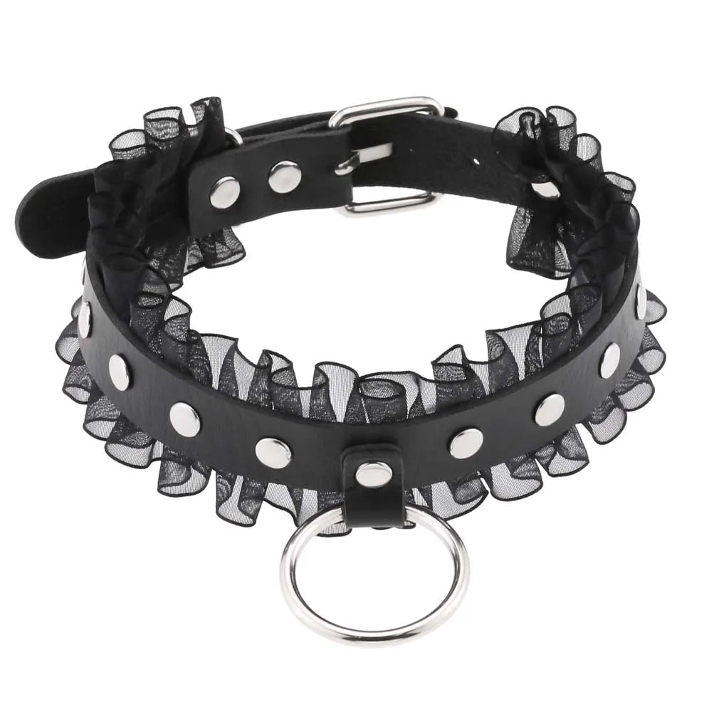 Leather Spiked Choker Punk Collar Women Men Rivets Studded Chocker Chunky Necklace Goth Jewelry Metal Gothic Emo Accessories