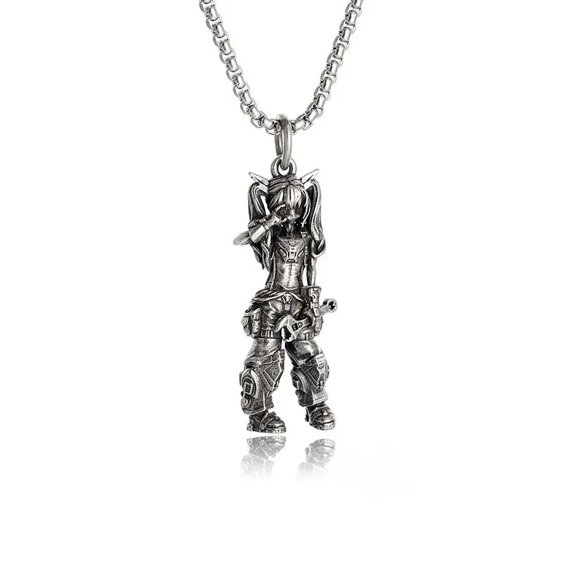 Fashionable and Sexy Female Baseball Player Statue Pendant Necklace Men and Women Hip-Hop Trend Jewelry Couple Gifts