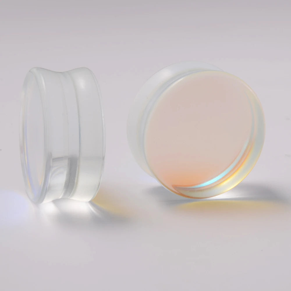 1 Piece Glass Double Flare Solid Ear Plug Expander AB Colorful Flat Ear Gauge Tunnel Body Piercing Jewelry 6mm-25mm