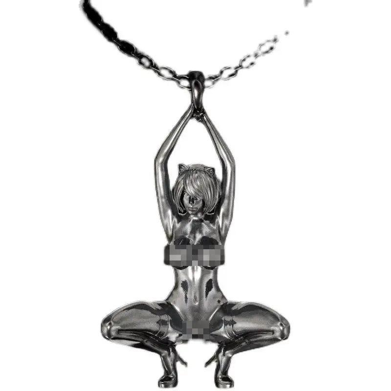 Unique Sexy Angel Goddess Pendant Necklace for Men Women Long Chain Necklace Gothic Punk Ex Machina Necklace Statement Jewelry
