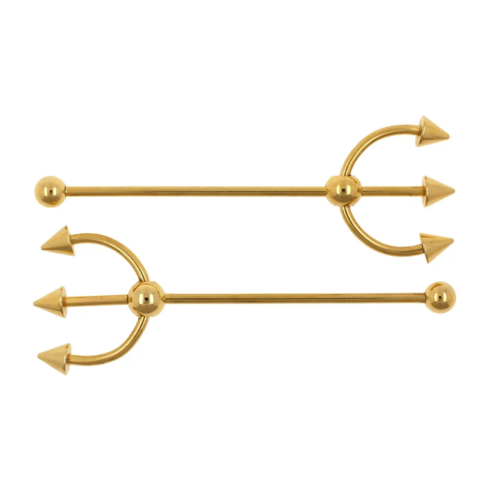 JHJT 1PC 14G Industrial Barbell Piercing Fork Shape Surgical Steel Bar Cartilage Earring Helix industrial Piercing  Jewelry