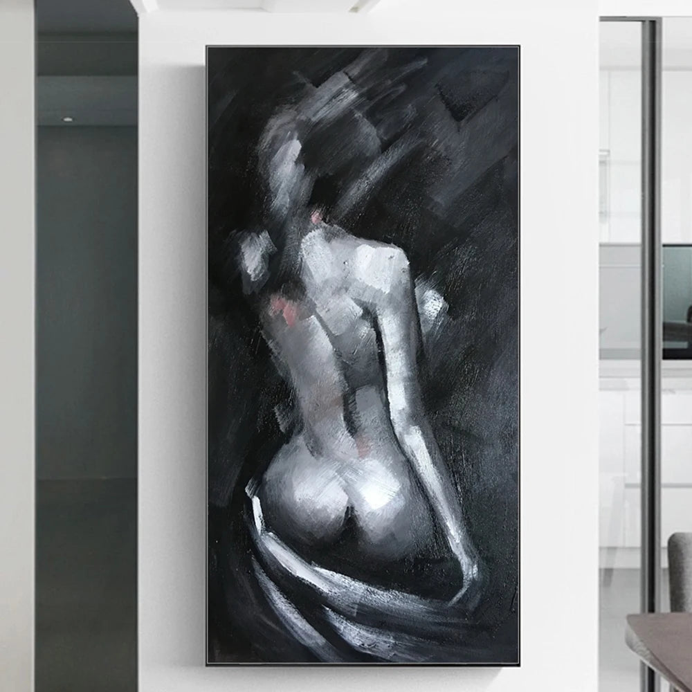 Arthyx Large Handpainted Abstract Naked Woman Oil Paintings on Canvas Wall Art Picture Modern Posters For Living Room Home Decor