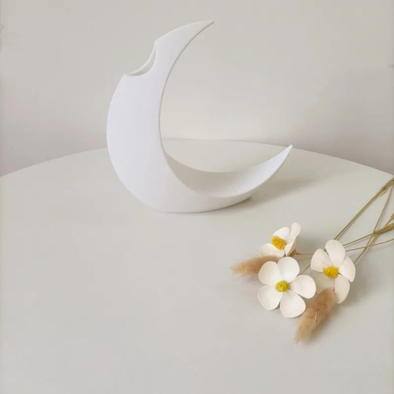 3D Printed Dried Flowers Vase Artificial Flower Pot Arrangement Gothic Moon Vase for Home Decor Creative Gift Desktop Ornament
