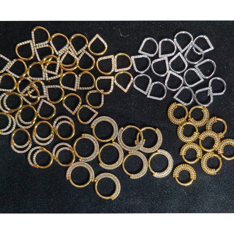 F136 Titanium Piercing Clicker Segment Hoop Nose Rings Earrings Nose Septum Piercing Ear Tragus Cartilage Helix Lip Ear Piercing