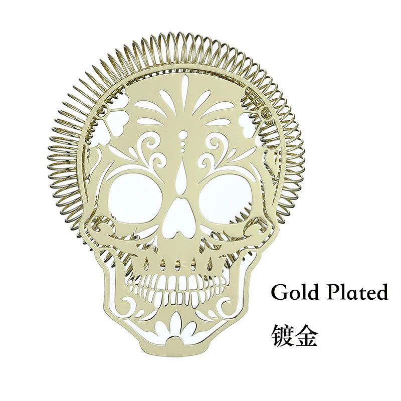 Cocktail Strainer Hawthorne Strainer with Skull Pattern Stainless Steel