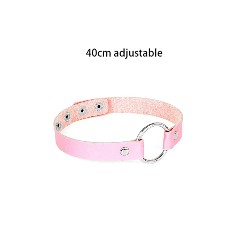 Pink Sexy Trendy Rock Gothic Collar Necklaces Jewelry Gothic Leather Heart Rivets Harajuku Punk Choker Necklace for Women Gift