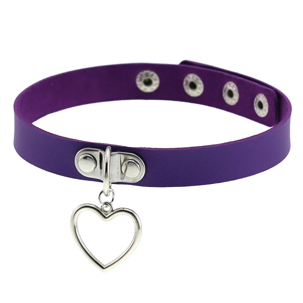 DIEZI Vintage Purple PU Leather Choker Necklace For Women Men Gift  Punk Gothic Statement Collar Pendant Necklace New Jewelry