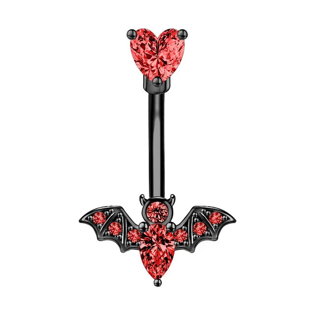New stainless steel bat belly button ring, personalized snake shaped belly button buckle, fashionable skull piercing accessory