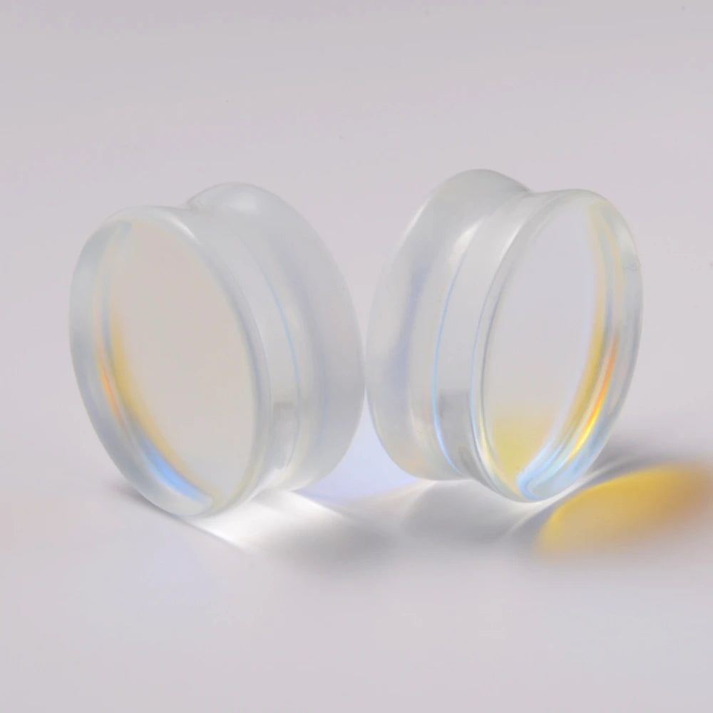 1 Piece Glass Double Flare Solid Ear Plug Expander AB Colorful Flat Ear Gauge Tunnel Body Piercing Jewelry 6mm-25mm