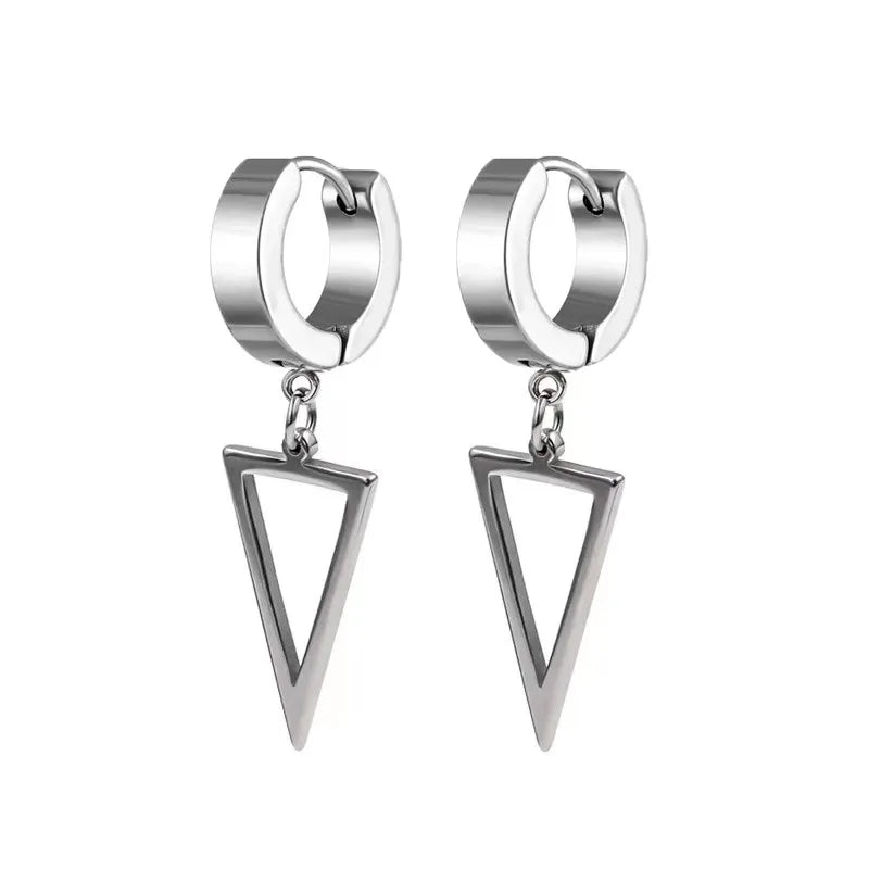 2pc Stainless Steel Cross Hoop Earrings for Men and Women Punk Black Cartilage Earrings Round Street Hip Hop Rock Jewelry Gifts