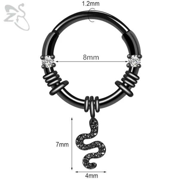ZS 1 Piece Punk Stainless Steel Nose Ring Men Women Pumpkin Bat Septum Piercings Hallowmas Cartilage Helix Piercing Body Jewelry