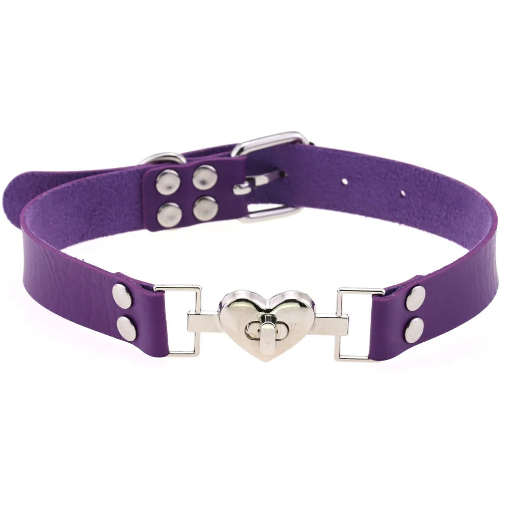 DIEZI Vintage Purple PU Leather Choker Necklace For Women Men Gift  Punk Gothic Statement Collar Pendant Necklace New Jewelry