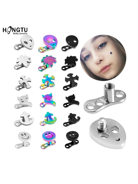 1pc Cross Fox Alien Micro Dermal Anchor Jewelry for Women Stainless Steel Micro Dermal Piercing Elegant Dermal Piercing Jewelry