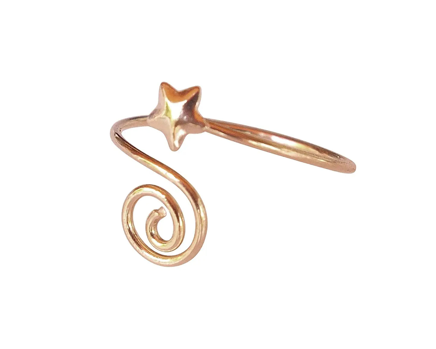Adjustable Gold Spiral Swirl Star Toe Ring Thin Wrap Wire Karnoz Jewelry Handmade Yellow Gold Plated Over Sterling Silver