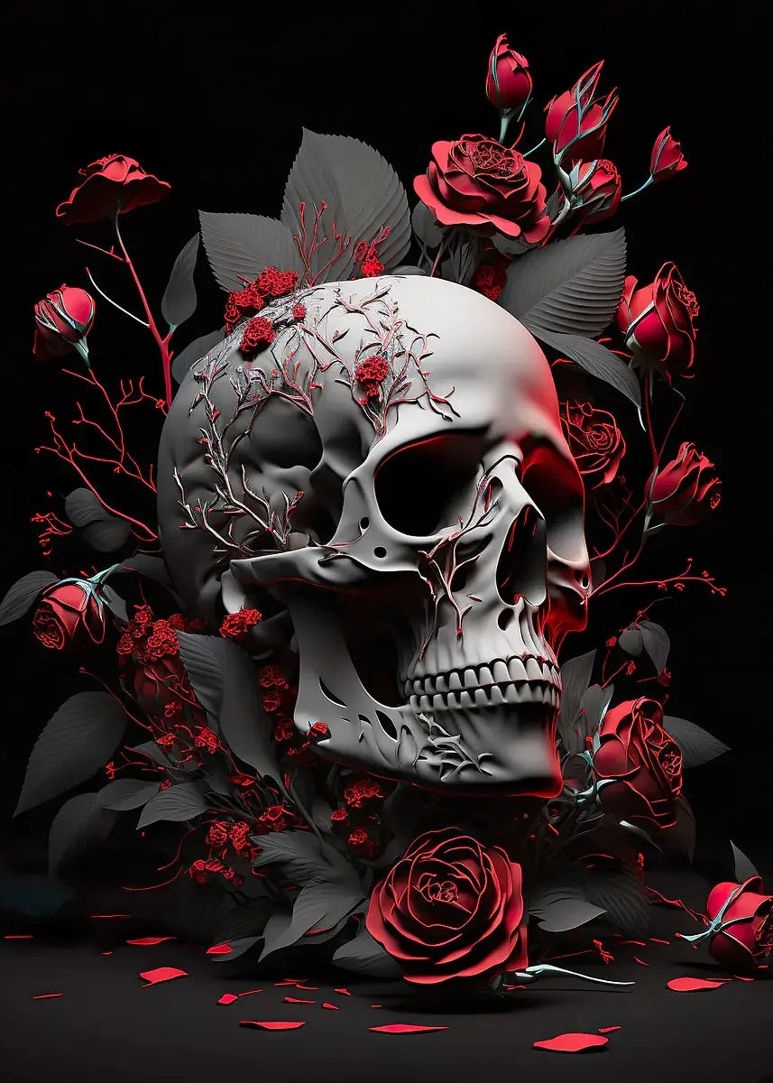 Flower Skull Dark Style Canvas Art Printing Fashion Popular Room Home Decoration Villa Natural Wall Art Printing Decoration Gift