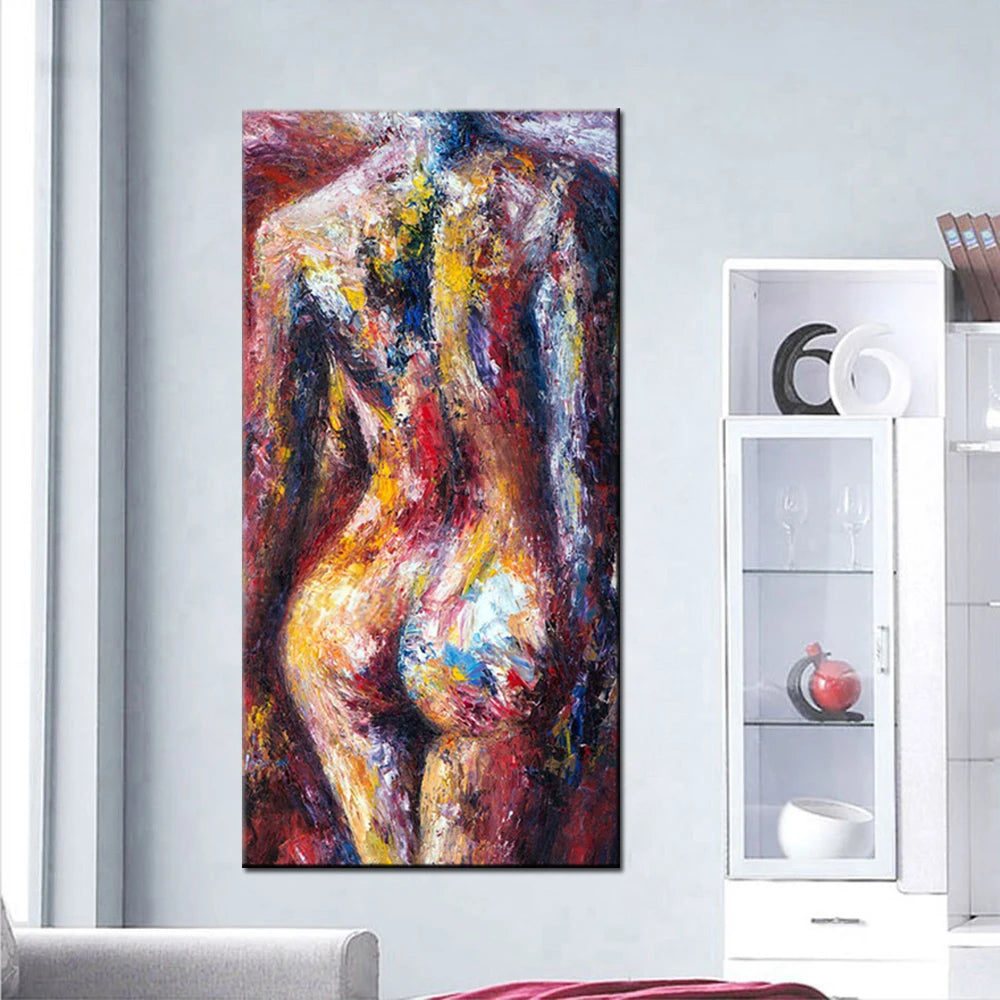 Arthyx Large Handpainted Abstract Naked Woman Oil Paintings on Canvas Wall Art Picture Modern Posters For Living Room Home Decor