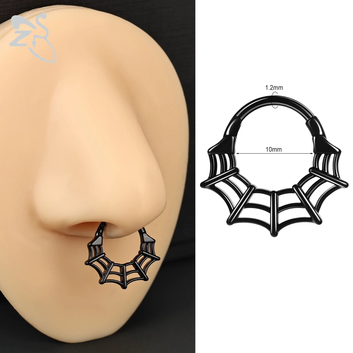ZS 1 Piece Punk Stainless Steel Nose Ring Men Women Pumpkin Bat Septum Piercings Hallowmas Cartilage Helix Piercing Body Jewelry