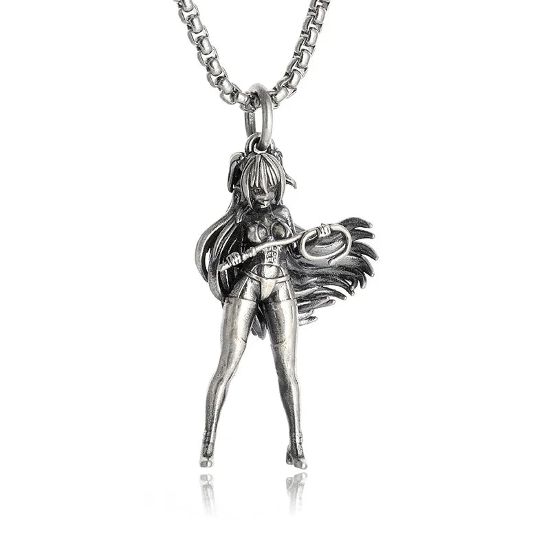 Fashionable and Sexy Female Baseball Player Statue Pendant Necklace Men and Women Hip-Hop Trend Jewelry Couple Gifts