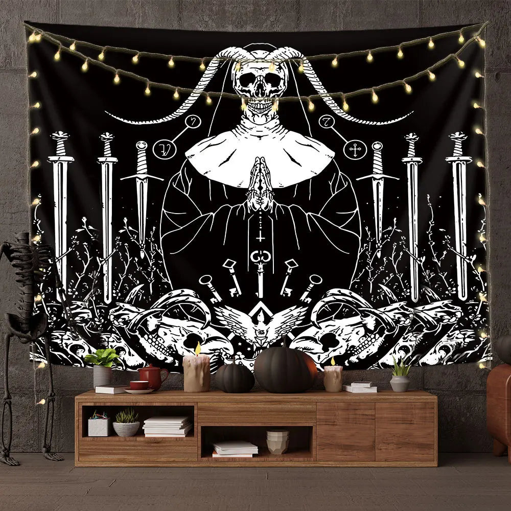 Home Decoration Skull Art Tapestry Wall Hanging Psychedelic Art Tapestry Suitable for Bedroom Living Room Decoration 230x180cm