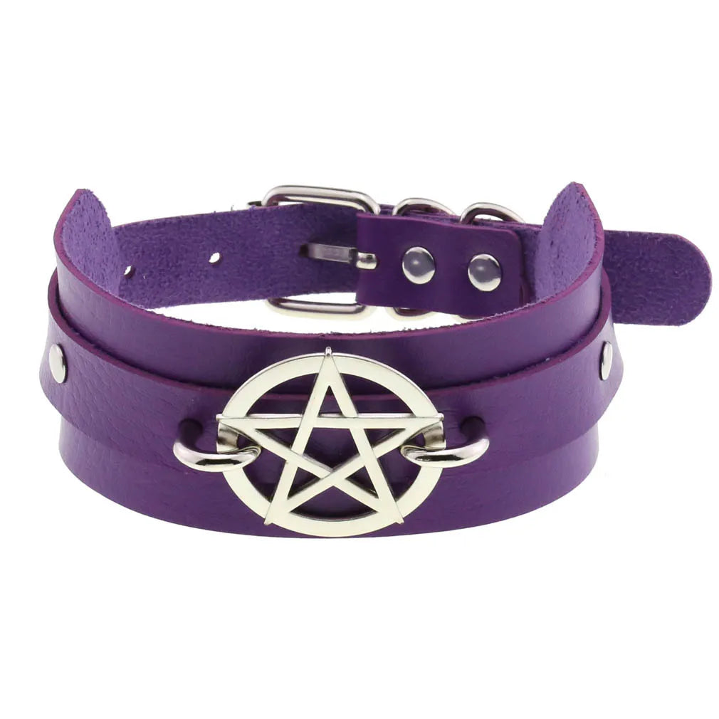 DIEZI Vintage Purple PU Leather Choker Necklace For Women Men Gift  Punk Gothic Statement Collar Pendant Necklace New Jewelry