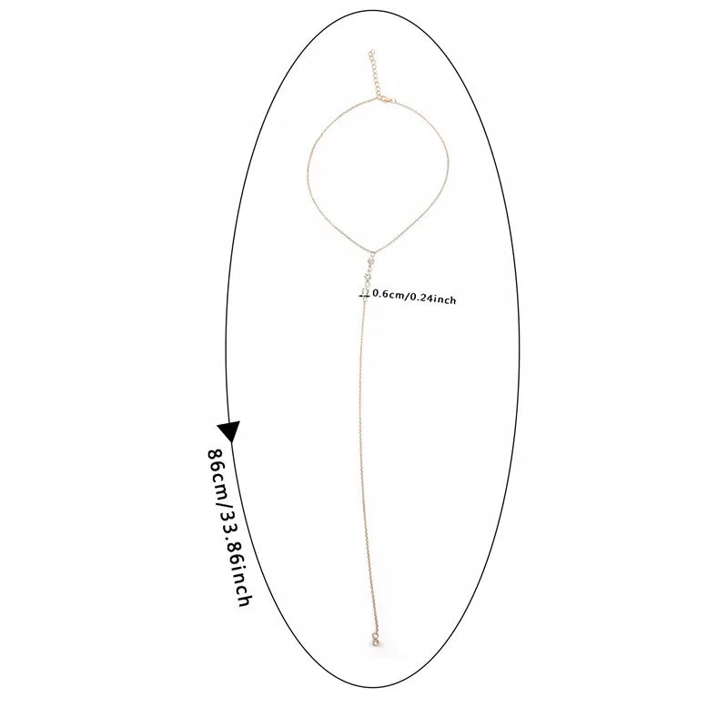 Body Jewelry Sexy Women's Crystal Back Chain Necklace Bikini Beach Crossover Back Jewelry Wedding Back Dress Accessories