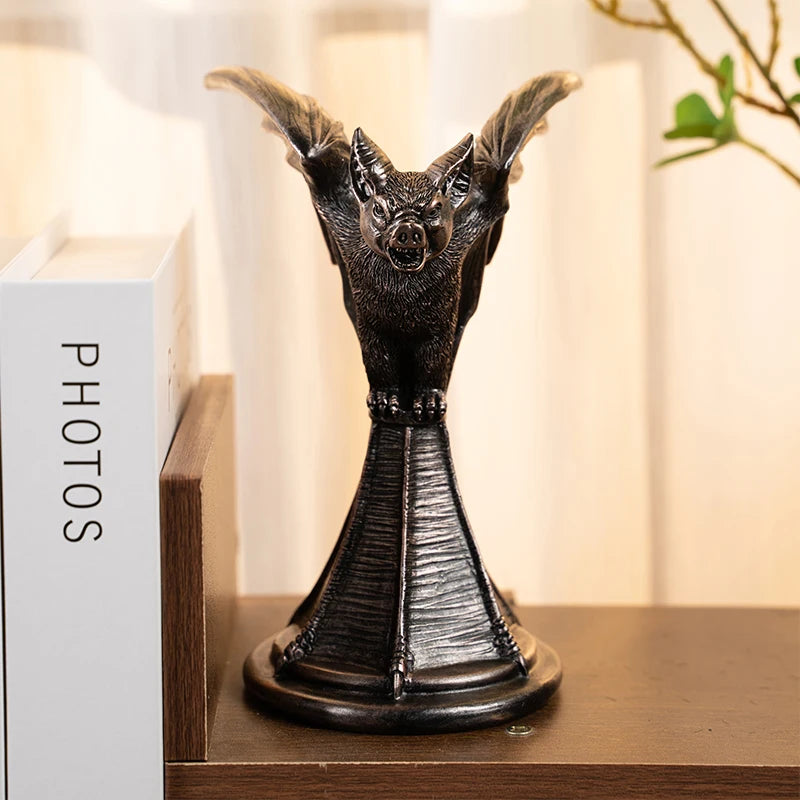 Retro Gothic Animal Candle Holder Black Bat Wolf Leopard Crow Cat Halloween Fun Atmosphere Home Decoration Accessories