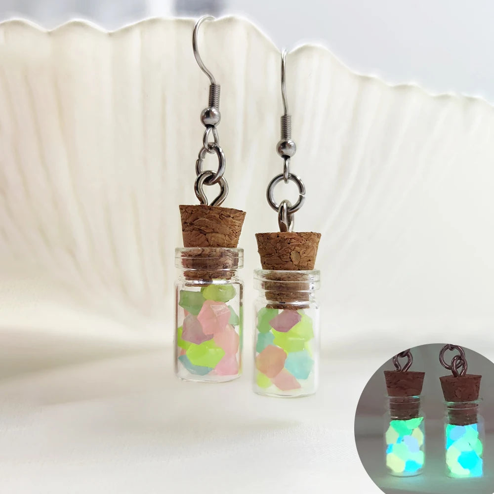 Ghost in Bottle Earrings Glow in the Dark Ghost Dangle Earrings Luminous Halloween Jewelry for Women and Girl