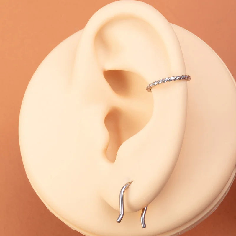 9pcs Hoop Nose Ring Septum Piercing Set Silver Color Surgical Steel Cartilage Earring Tragus Helix Circular BCR Ear Body Jewelry
