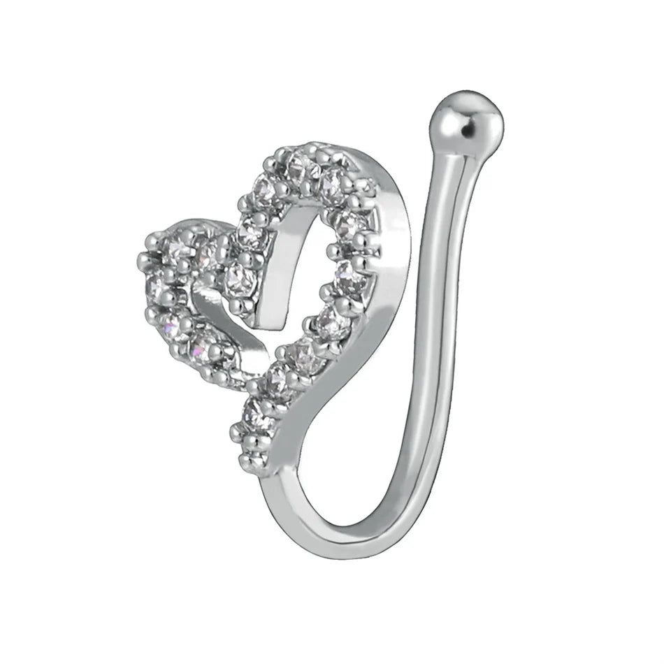 Fake Nose Ring Crystal Ear Cuff False Piercing Body Jewelry for Women Teens Golden Silver Color CZ Zircon Cooper Clip Ornaments