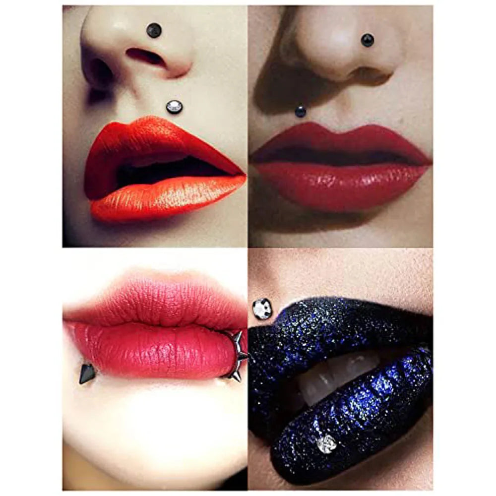 1-16pcs 16G Stainless Steel Lip Rings Studs Medusa Labret Monroe Tragus Helix Cartilage Forward Earrings Piercing Jewelry Black