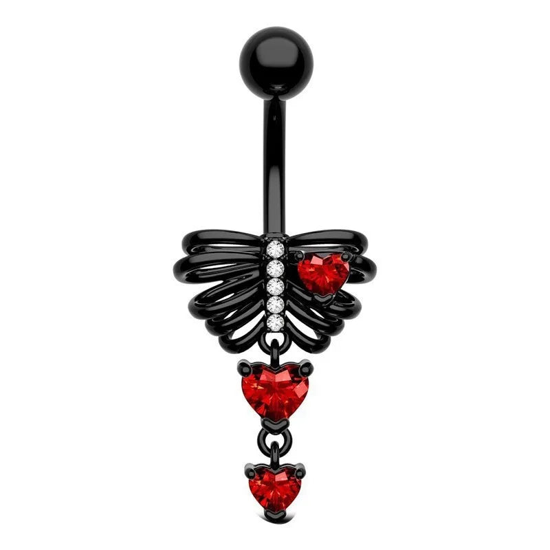New stainless steel bat belly button ring, personalized snake shaped belly button buckle, fashionable skull piercing accessory