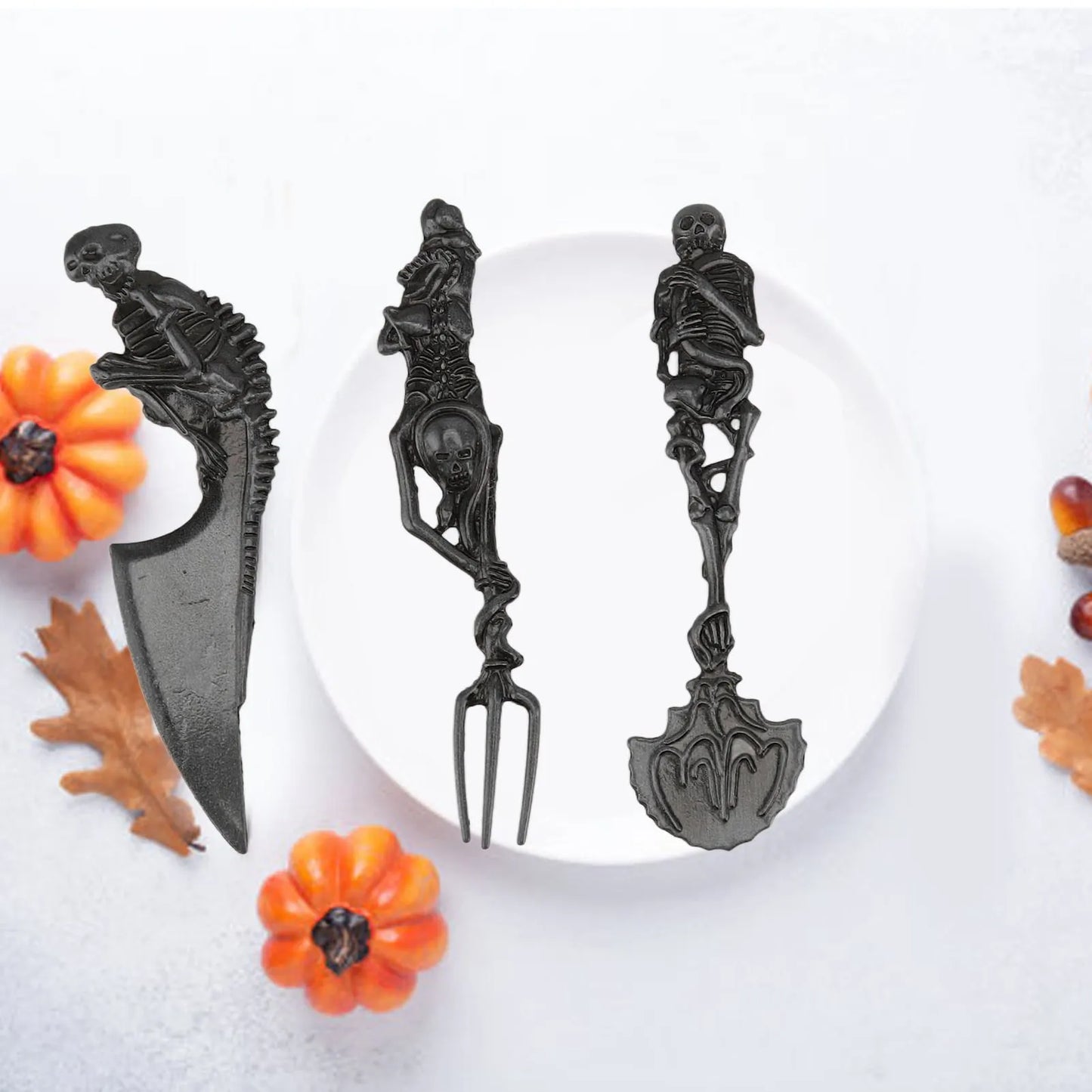 3pcs Halloween Gift Skull Fork/Spoon/Knife Tableware Personality Cutlery Sets Dining Forks Bento Accessories Kitchen Tools