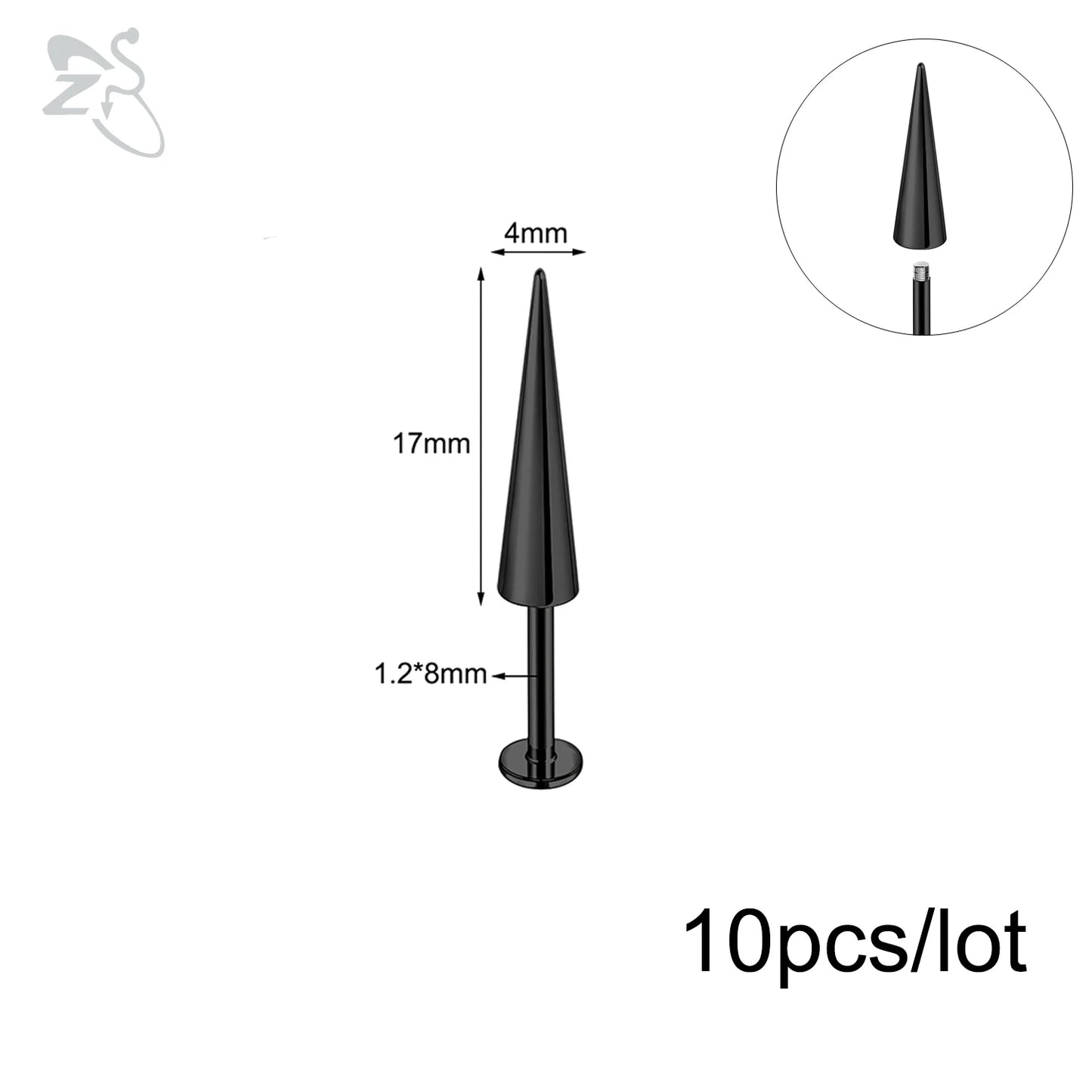 ZS 10Pcs/lot Stainless Steel Lip Labret Piercing for Women External Thread Lip Stud Ring Tragus Helix Cartilage Piercing 16G