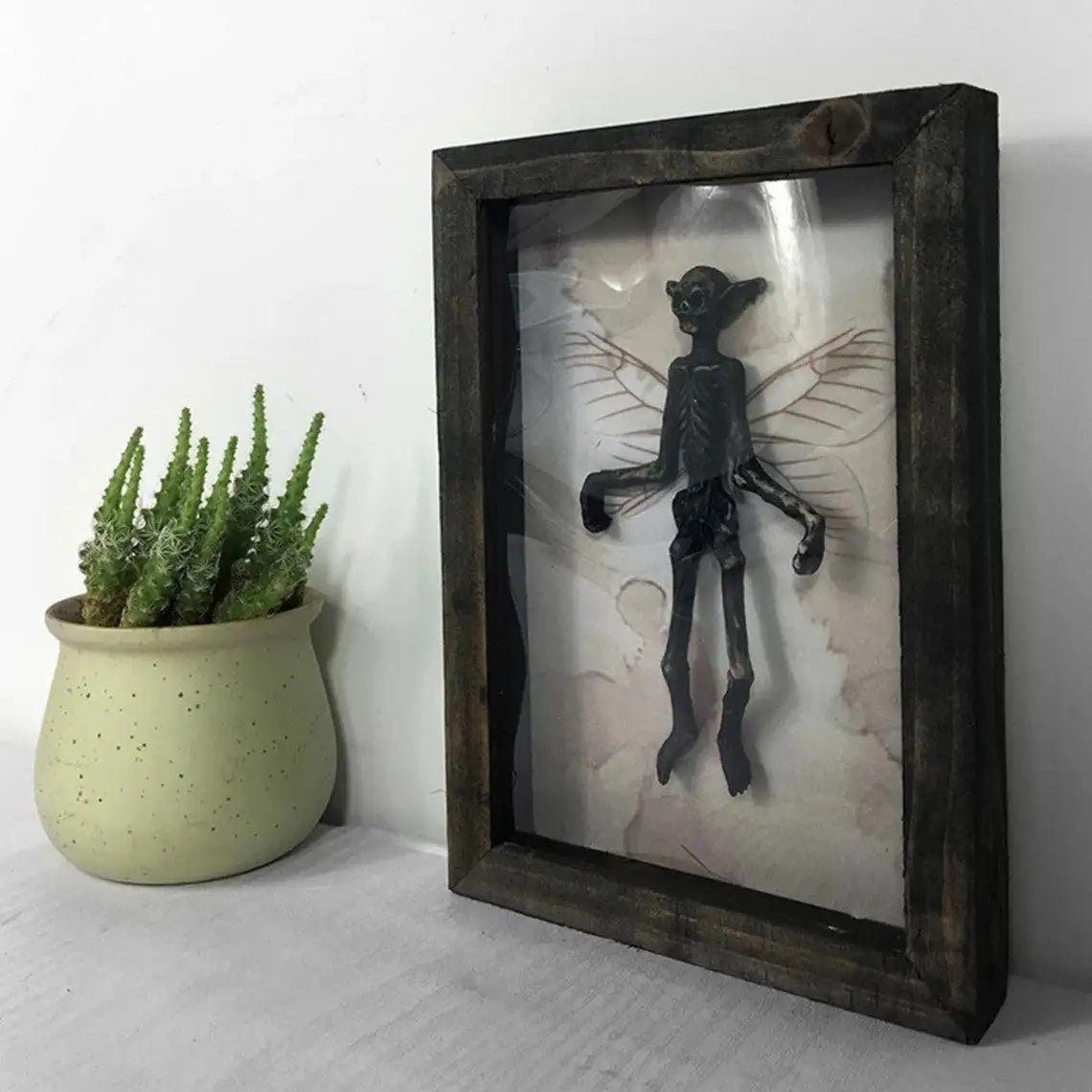 Gothic home decor Mummified fairy Fairy skeleton Witchy decor Fairy specimen Statue Picture Frames Display Painting 2023