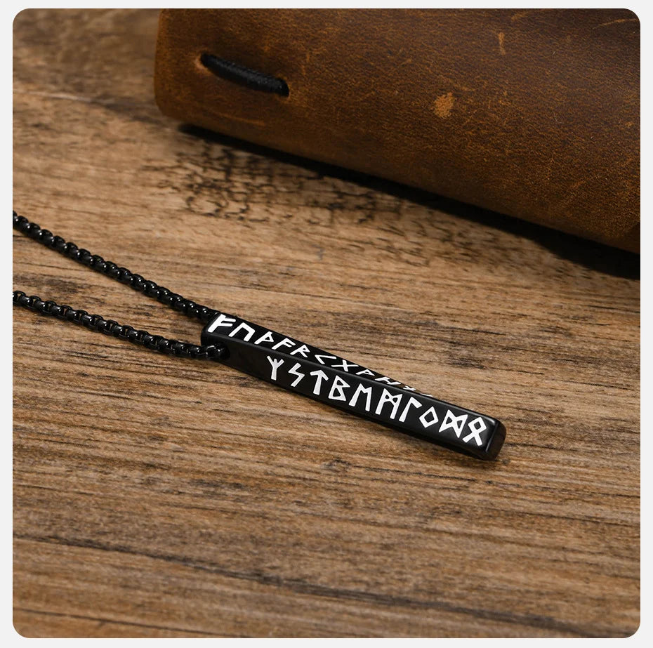 Vnox Viking Rune Necklaces for Men, Vertical 3D Mobius Bar Pendant, Protection Almut Jewelry Collar