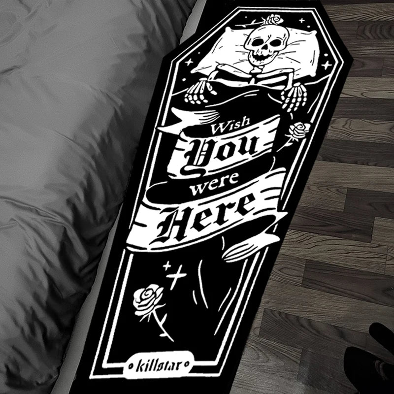 Gothic Demon Carpet Skulls Cross Floor Non-Slip Punk Area Rug Home Bathroom Bedroom Mat Decoration for Killstar Halloween