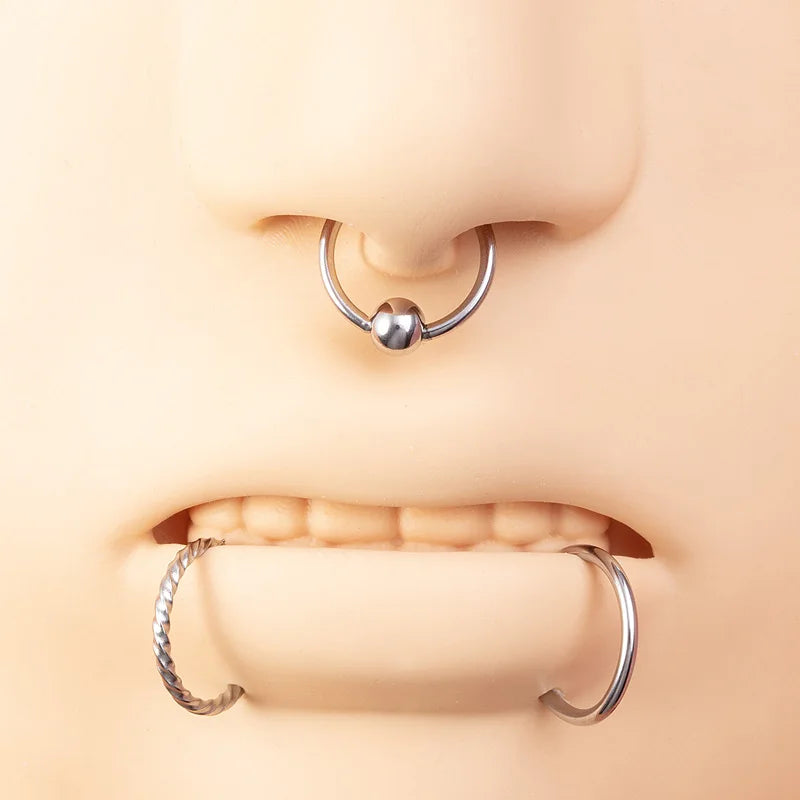 9pcs Hoop Nose Ring Septum Piercing Set Silver Color Surgical Steel Cartilage Earring Tragus Helix Circular BCR Ear Body Jewelry