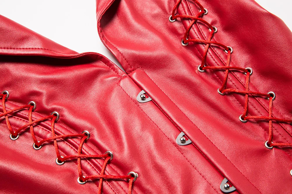 Steampunk Faux Leather Corset Vest for Women Gothic Side Lace-Up Steel Boned PU Corset Waist Slimming Trainer Body Shaper Korset