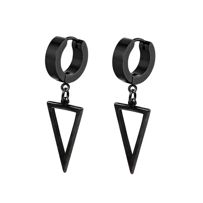 2pc Stainless Steel Cross Hoop Earrings for Men and Women Punk Black Cartilage Earrings Round Street Hip Hop Rock Jewelry Gifts