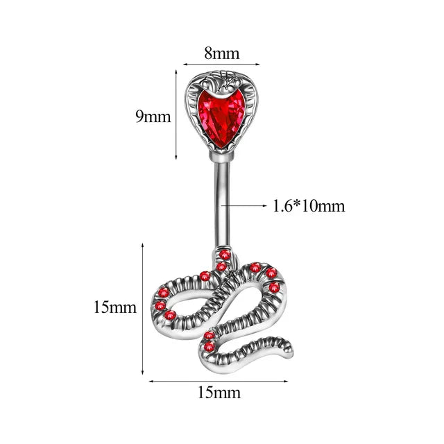 New stainless steel bat belly button ring, personalized snake shaped belly button buckle, fashionable skull piercing accessory