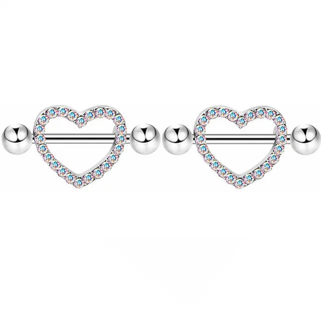 Stainless Steel Crown Nipple Piercing Set Heart Nipple Jewelry Bulk Crystal Nipple Ring Lot Piercing Pezon Body Jewelry Pack