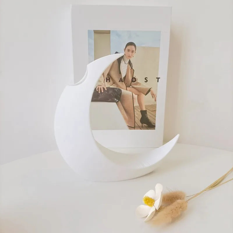 3D Printed Dried Flowers Vase Artificial Flower Pot Arrangement Gothic Moon Vase for Home Decor Creative Gift Desktop Ornament