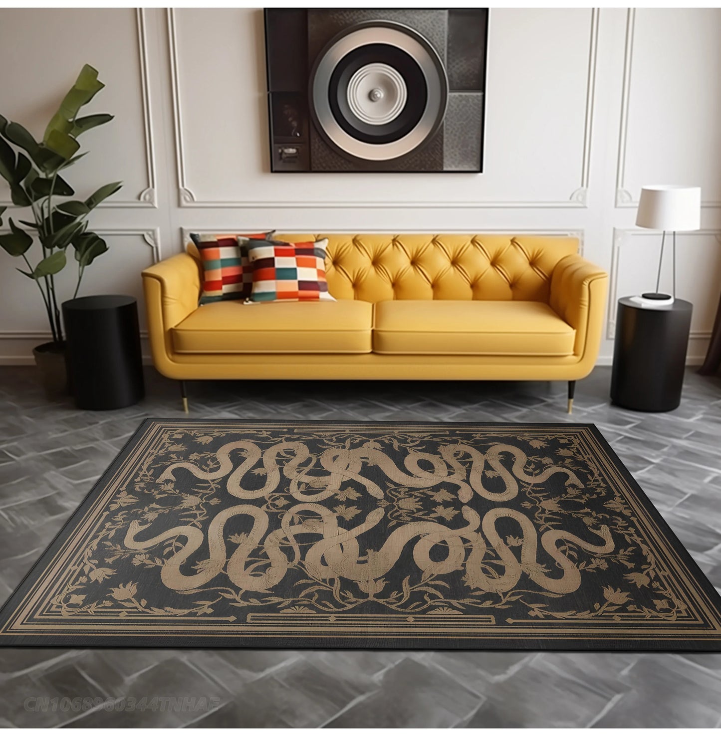 French Retro Style Creative Snake Living Room Carpet Floral Pattern Kitchen Corridor Bedroom Rug Home Decor Easy Care Sofa Rugs