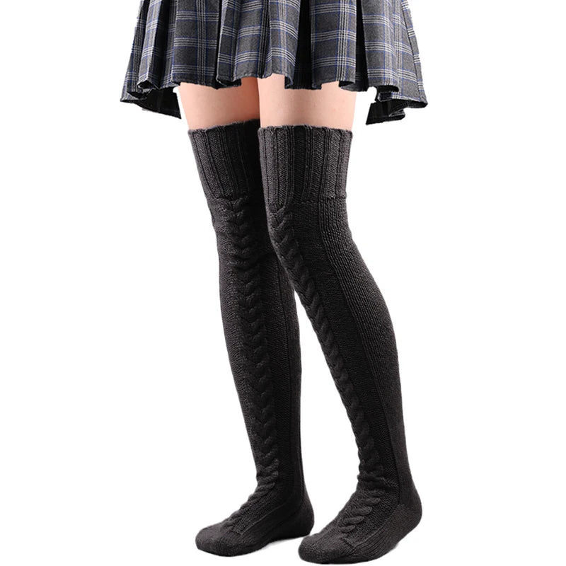 Cute Long Socks Lolita Leg Warmer Knitted Woollen Foot Warmer Stockings Autumn Winter Woman Knee-High Socks Leisure Loose Socks
