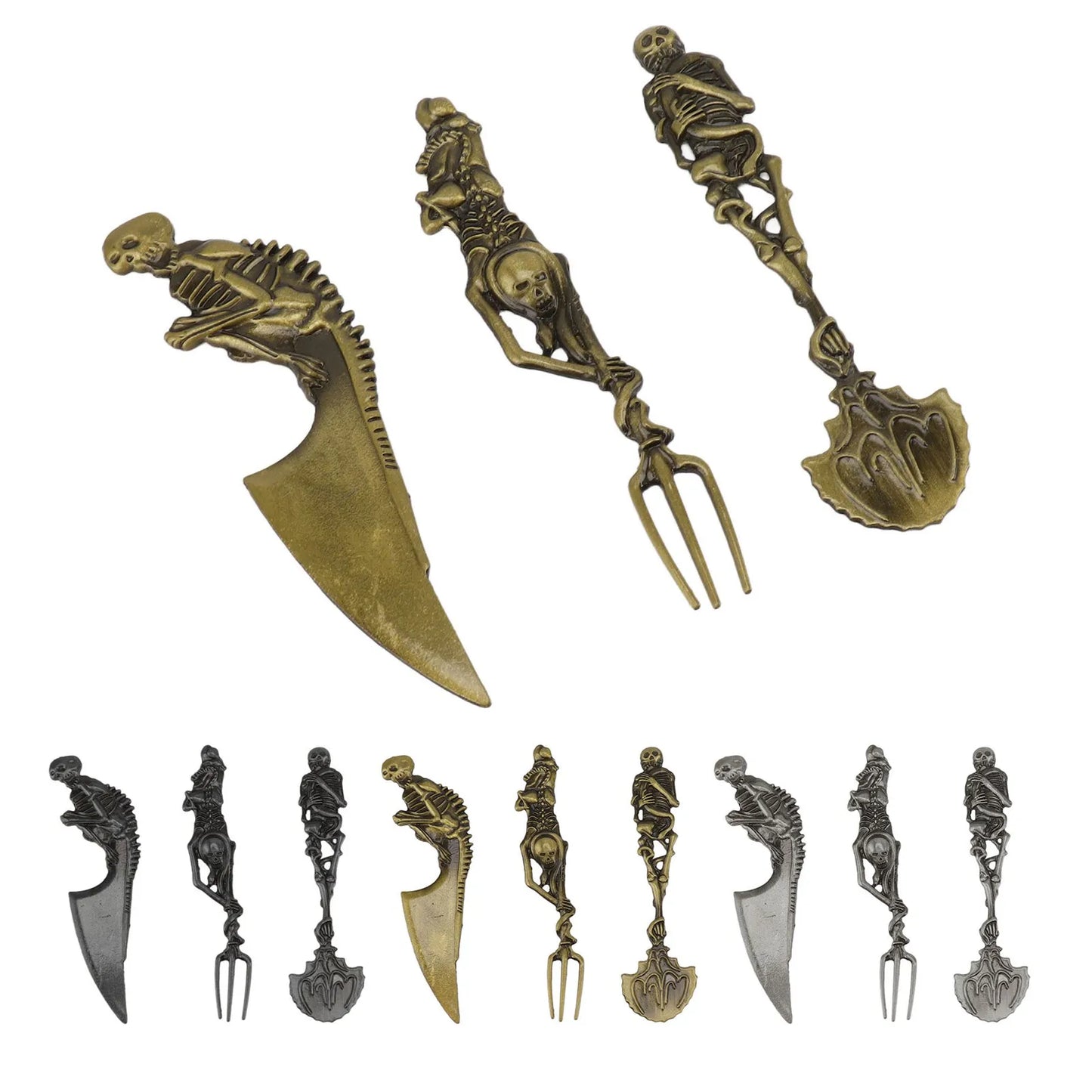 3pcs Halloween Gift Skull Fork/Spoon/Knife Tableware Personality Cutlery Sets Dining Forks Bento Accessories Kitchen Tools