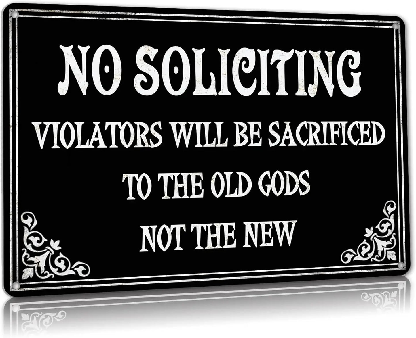 No Soliciting Sign For House Halloween Decor Funny Gothic Home Decor Goth Kitchen Decor Witchy Gifts Cool Bedroom 12x8 Inch