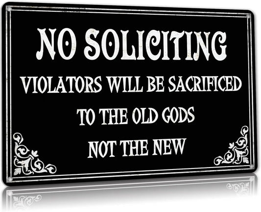 No Soliciting Sign For House Halloween Decor Funny Gothic Home Decor Goth Kitchen Decor Witchy Gifts Cool Bedroom 12x8 Inch