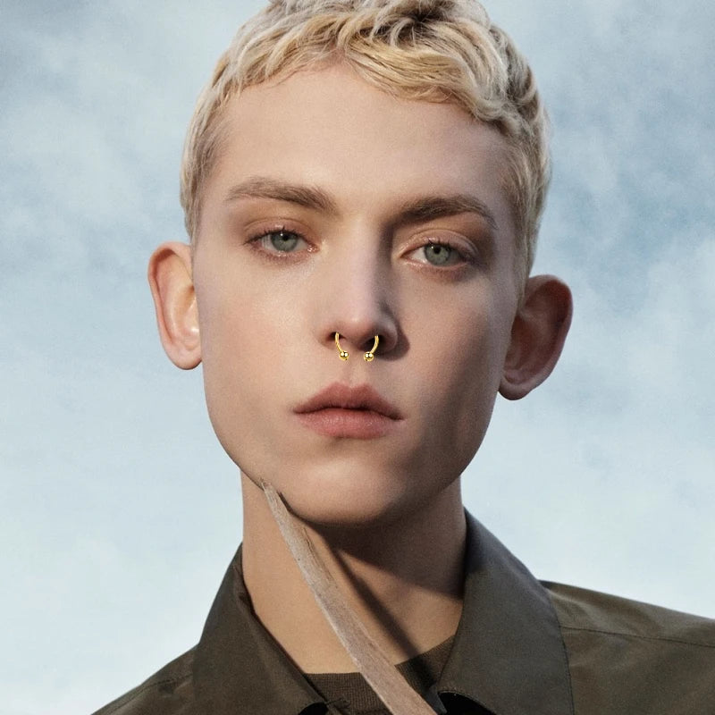 5pcs Stainless Steel Magnet Fake Nose Ring Hoop Fake Piercing Hoop Septum Rings For Women Fashion Gothic Rock Body Jewelry Gifts